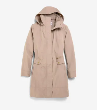Cole Haan Womens Signature Packable Hooded Rain Jacket - Pink Size Medium