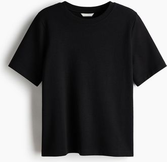 H&M T-Shirt aus Interlock-Jersey - Schwarz