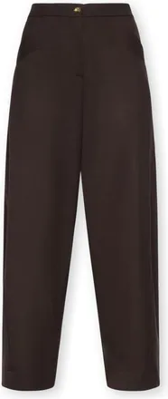 Elena Miro Broeken, Dames, Bruin, S, Polyester, Gecropte Flanellen Broek