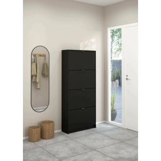 Dmora Dmora - Zapatero Epidoto, Zapatero, Armario De Entrada Multiusos, Zapatero, 70x24 H162 Cm, Negro