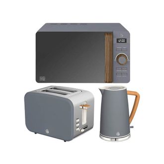 SWAN Nordic Slate Grey 1.7L Kettle, 2 Slice Toaster & 20L Digital Microwave Set