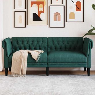 vidaXL Vidaxl - Sof&aacute; Chesterfield De 2 Plazas Tela Verde Oscuro