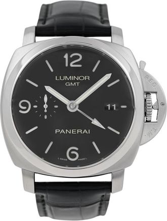 Officine Panerai Pre-owned Panerai Luminor 1950 3 Days Gmt Automatic GMT Black Dial Mens Watch PAM00320