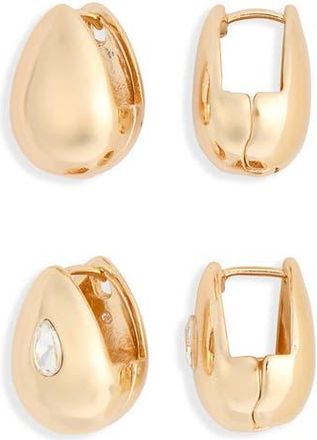 Leith 2-Pack Assorted Teardrop Huggie Hoop Earrings in Gold at Nordstrom Rack