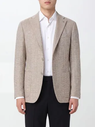 Tagliatore Blazer monopetto in misto lana e seta con motivo chevron