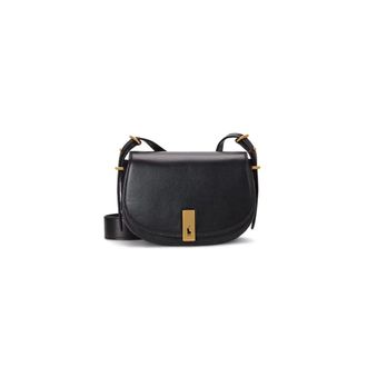 Polo Ralph Lauren Shoulder Bags, female, Black, Size: ONE SIZE Mini Saddle Polo Id Leather Bag