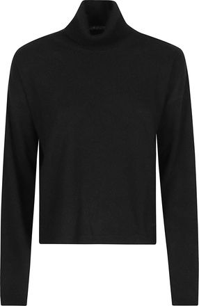 Woolrich Black Comfort Turtle Neck Cropped Wool-Blend Turtleneck