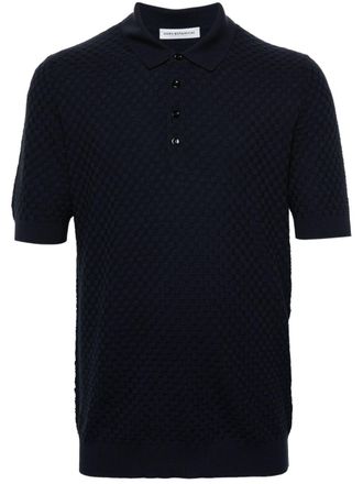 Goes Botanical interlock merino wool polo shirt - Blue