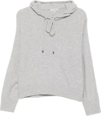 Antonelli Hoodie met pailletten en trekkoord - Dames - Hoodies - Grijs - M - Pailletten - Hoodies & sweatvesten