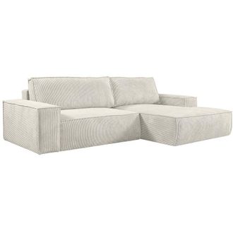 Vente-Unique Divano letto angolare in Velluto a coste Beige - Angolo a destra - amelia di pascal morabito