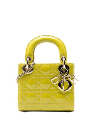 Dior 2021 Mini Patent Cannage Lady Dior satchel - Giallo