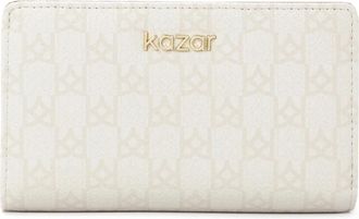 Kazar Heldere patroonportemonnee met bruin interieur - Dames - Portefeuilles - Wit - ONE Size - Leer - Accessoires