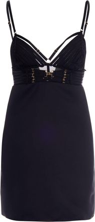 Elisabetta Franchi Mini Black Dress With Lingerie-Inspired Detailing And Adjustable Straps