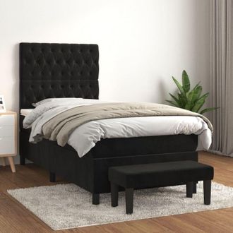 vidaXL Vidaxl - Cama Box Spring Con Colch&oacute;n Cuero Sint&eacute;tico Negro 90x190 Cm