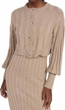 Something Navy Cropped Cardigan In Tan