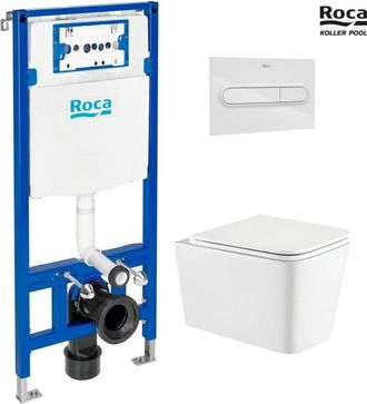 Roca Bastidor Roca Duplo One Pack Cisterna Empotrada Y Pulsador Pl1 Bl Br Con Inodoro Wc Suspendido Rim-ex Trend 49cm Sist.vortex De Kp