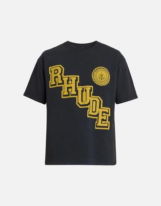 Rhude Mens Rhude Collegiate Crest T-Shirt in Black - Size: 44