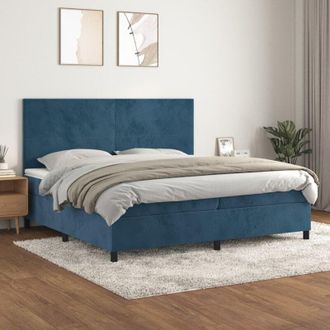 vidaXL Cama Box Spring Con Colch&oacute;n Terciopelo Azul Oscuro 200x200 Cm Vidaxl