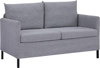 HOMCOM Homcom - Sof&aacute; de 2 Plazas Tapizado en Lino Sint&eacute;tico Sill&oacute;n Biplaza de Sal&oacute;n con Cojines Acolchados Desenfundables Reposabrazos y Patas de Acero