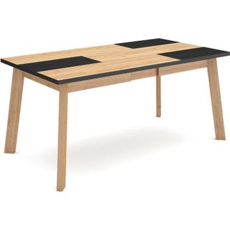 Skraut Home Skraut Home - Mesa Comedor, Mesa Fija Cocina Y Sal&oacute;n, 170, Para 8 Comensales, Patas De Madera, Estilo Moderno, Roble Y Negro