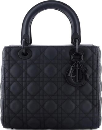 Dior Ultra Matte Lady Dior Bag Cannage Quilt Calfskin Medium satchel - Zwart