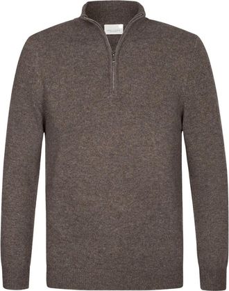 Profuomo Half Zip Bruine Pullover Sweater - Heren - Coltruien - Bruin - S - Truien & Vesten