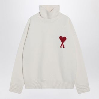 Ami Turtleneck Sweater Ami De Coeur White