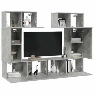 Berkfield Home Practical 6 Piece TV Cabinet Set Concrete Grey Engineered Wood