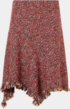 Akris Fringed Wool-Blend Tweed Asymmetric Skirt