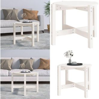 vidaXL Tavolino da Salotto Bianco &Oslash; 62,5x45 cm Legno Massello di Pino - Tavolino in legno - Tavolino in pino