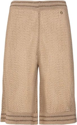 Ga&euml;lle Paris Mesh Knit Bermuda Shorts - Dames - Korte Broeken - Beige - S - Katoen - Korte Broeken