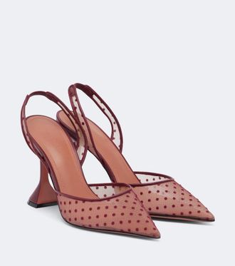 Amina Muaddi Holli point desprit slingback pumps
