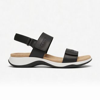 Free Spirit Grenada Womens Cross Strap Sandals Black Leather - Size UK 7