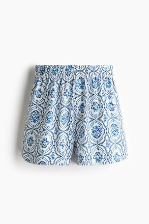 H&M Schlupfshorts aus Twill - Weiss/Blau Gemustert