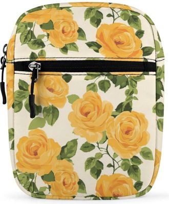 Generic Yellow Rose Trendy Crossbody Bag for Men Women Small Satchel Men Sling Adjustable Shoulder Strap Messenger