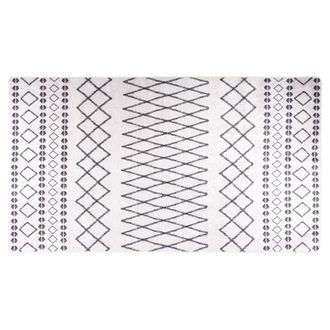 Berkfield Home Rug Washable 190x300 cm Black & White Anti Slip | Size: 100 cm diameter
