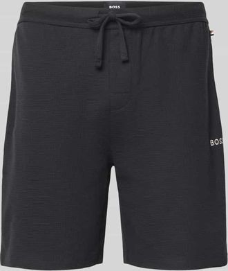 HUGO BOSS Regular Fit Shorts mit Strukturmuster in Black, Größe XXL