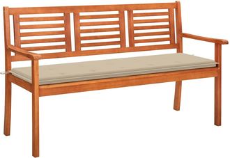 vidaXL Banco De Jard&iacute;n 3 Plazas Madera Maciza Eucalipto Y Coj&iacute;n 150 Cm Vidaxl