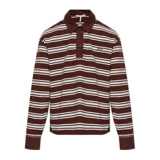 Rag & Bone Gestreept Poloshirt met Lange Mouwen - Dames - Polos - Bruin - S - Katoen - Tops