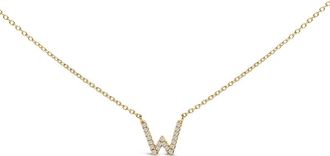 House of Brilliance 10K Yellow Gold Diamond Accent A-Z Block Initial Pendant Necklace in Yellow Gold | W at Nordstrom