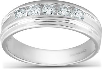 Pompeii3 1/2 Ct Diamond Mens Wedding Ring 10k White Gold