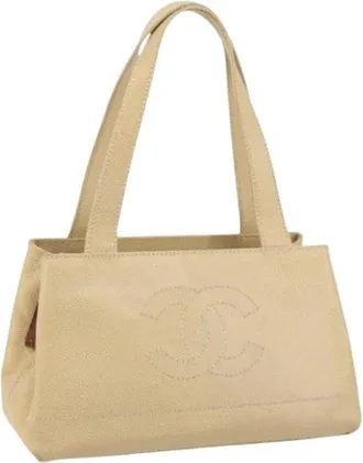 Chanel Pre-owned Handbags, female, Beige, Size: ONE SIZE Pre-owned Vintage Handbag