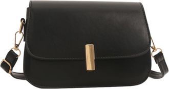 Generic PU Leather Saddle Crossbody Bag Casual Fashion Handbag for Women Dating (Black)