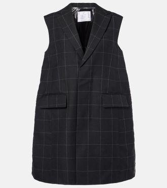 sacai Checked down-paneled wool vest