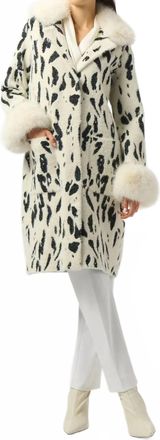 Joseph Ribkoff Animal Print Faux Fur Coat In Winter White/black