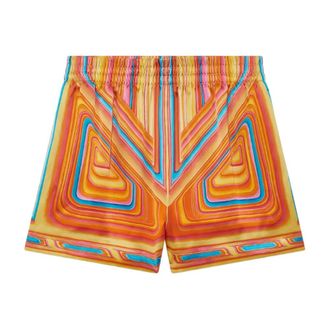 Casablanca Short Shorts, female, Multicolor, 2XS, Graphic-Print Elastic Waistband Shorts