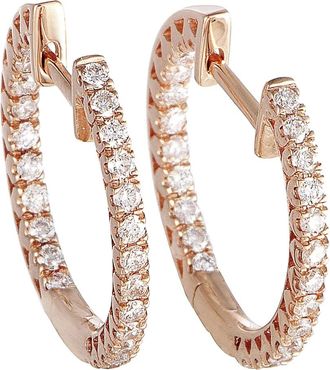 Luxury Bazaar Orecchini a cerchio in oro rosa 14 carati con diamanti