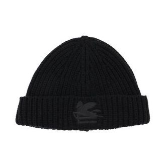 Etro Geribbelde wollen beanie met logo borduursel Etro, Black, Dames
