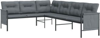 vidaXL Sofá de esquina de jardín acero y textilene gris antracita Vidaxl
