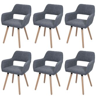Hhg Hhg - Nunca Usado] Lote De 6 Silla De Comedor 873 Ii, Silla Silla De Cocina Silla Tapizada, Madera Tela/textil Boucl&eacute; (450g/m&sup2;) Mvg, Gris Oscuro